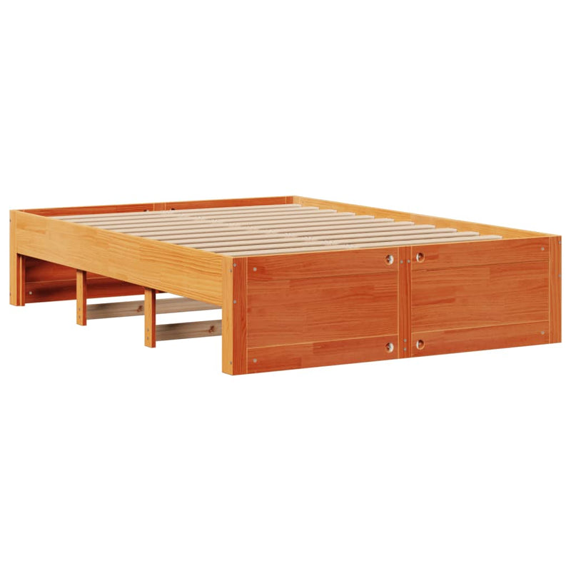 vidaXL barna tömör fenyőfa fiókos ágykeret matrac nélkül 160 x 200 cm