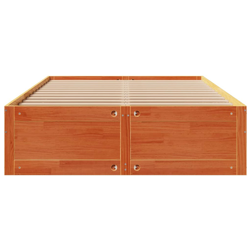 vidaXL barna tömör fenyőfa fiókos ágykeret matrac nélkül 150 x 200 cm