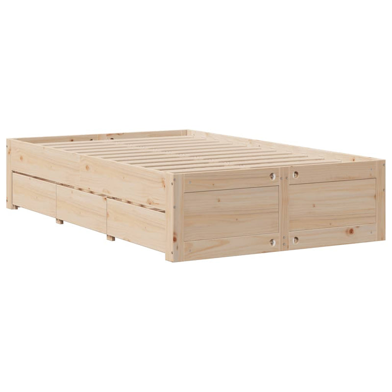 vidaXL tömör fenyőfa fiókos ágykeret matrac nélkül 120 x 200 cm