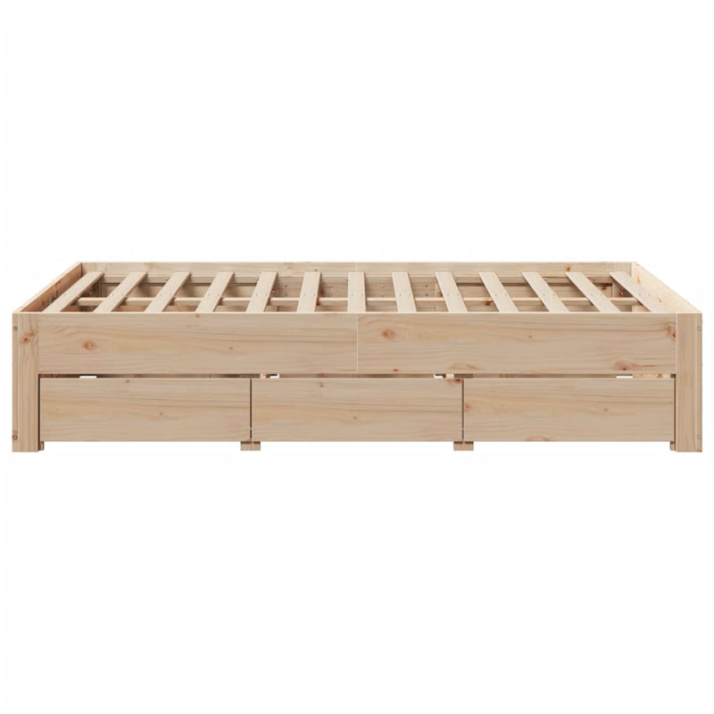 vidaXL tömör fenyőfa fiókos ágykeret matrac nélkül 120 x 200 cm