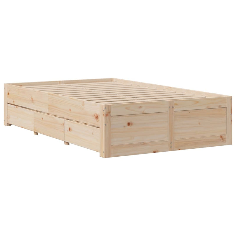 vidaXL tömör fenyőfa fiókos ágykeret matrac nélkül 120 x 200 cm