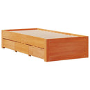 vidaXL barna tömör fenyőfa fiókos ágykeret matrac nélkül 100 x 200 cm