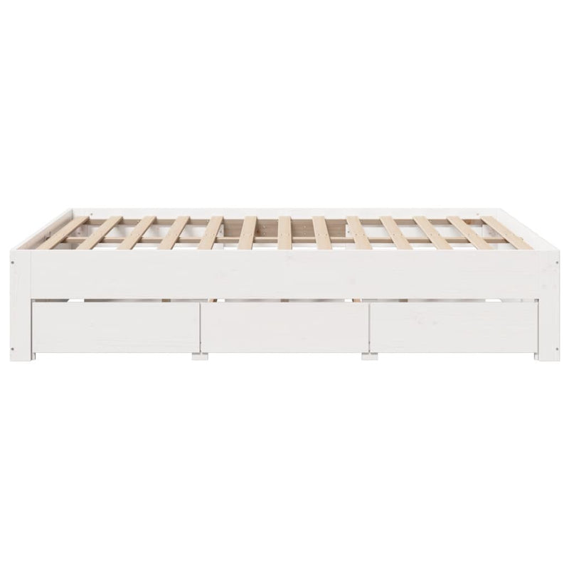 vidaXL fehér tömör fenyőfa fiókos ágykeret matrac nélkül 140x190 cm