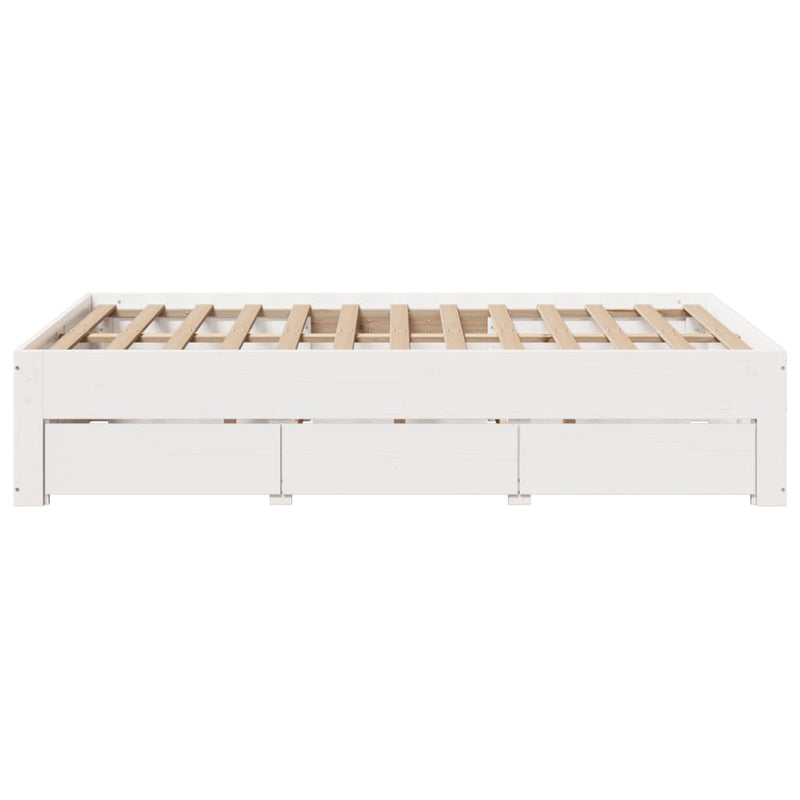 vidaXL fehér tömör fenyőfa fiókos ágykeret matrac nélkül 135 x 190 cm