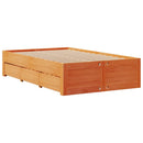 vidaXL barna tömör fenyőfa fiókos ágykeret matrac nélkül 135 x 190 cm