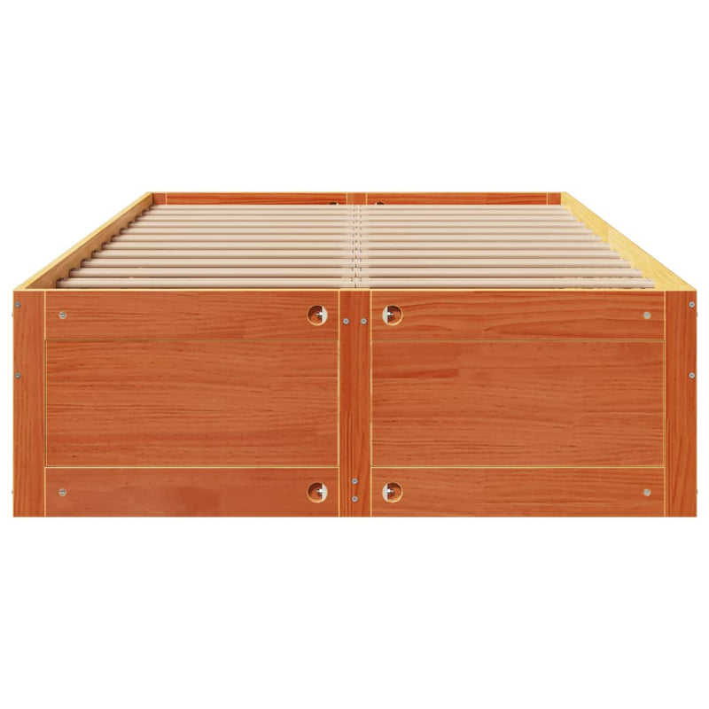 vidaXL barna tömör fenyőfa fiókos ágykeret matrac nélkül 135 x 190 cm