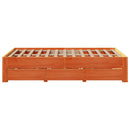 vidaXL barna tömör fenyőfa fiókos ágykeret matrac nélkül 135 x 190 cm