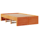 vidaXL barna tömör fenyőfa fiókos ágykeret matrac nélkül 135 x 190 cm