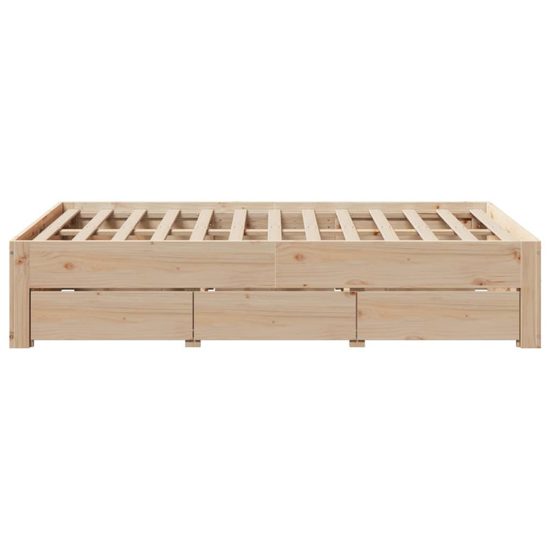 vidaXL tömör fenyőfa fiókos ágykeret matrac nélkül 120 x 190 cm