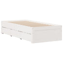 vidaXL fehér tömör fenyőfa fiókos ágykeret matrac nélkül 75 x 190 cm