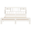 vidaXL fehér tömör fenyőfa könyvespolcos ágy matrac nélkül 180x200 cm