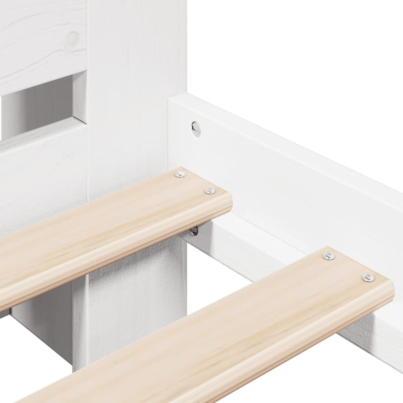 vidaXL fehér tömör fenyőfa könyvespolcos ágy matrac nélkül 160x200 cm