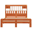 vidaXL barna tömör fenyőfa könyvespolcos ágy matrac nélkül 150 x 200cm