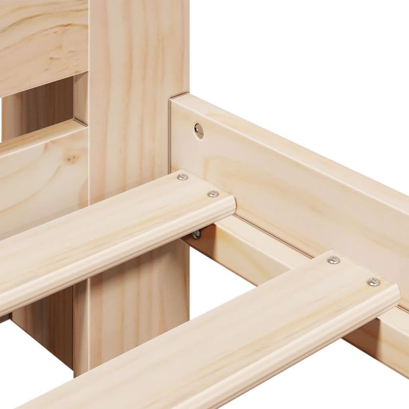 vidaXL tömör fenyőfa könyvespolcos ágy matrac nélkül 135 x 190 cm