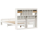 vidaXL fehér tömör fenyőfa könyvespolcos ágy matrac nélkül 135x190 cm