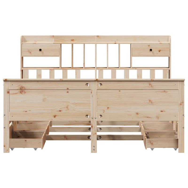 vidaXL tömör fenyőfa könyvespolcos ágy matrac nélkül 180 x 200 cm