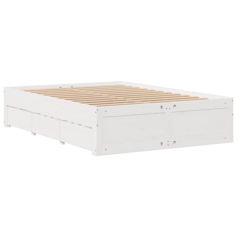 vidaXL fehér tömör fenyőfa könyvespolcos ágy matrac nélkül 160x200 cm