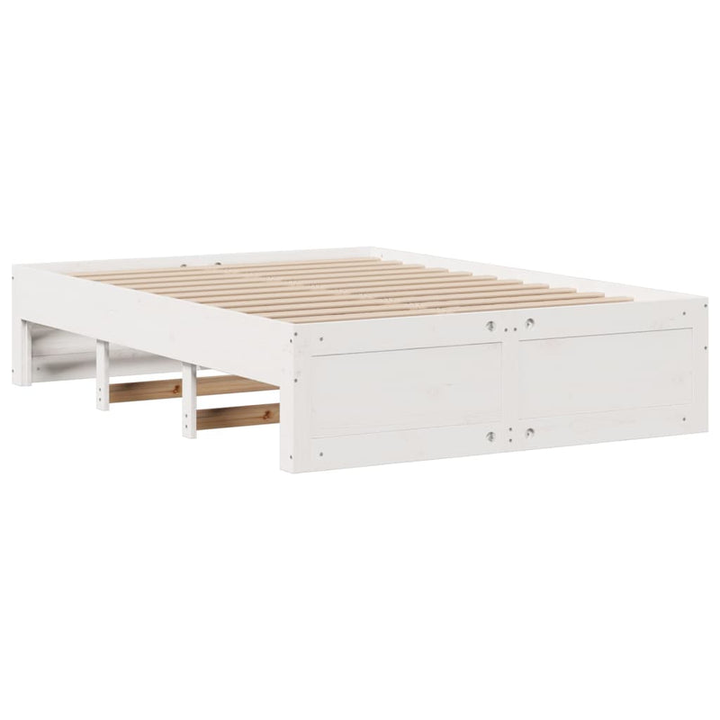 vidaXL fehér tömör fenyőfa könyvespolcos ágy matrac nélkül 160x200 cm