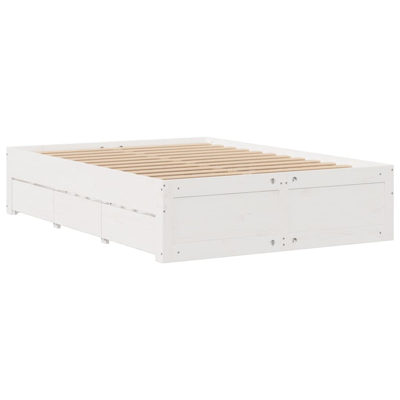 vidaXL fehér tömör fenyőfa könyvespolcos ágy matrac nélkül 140x190 cm