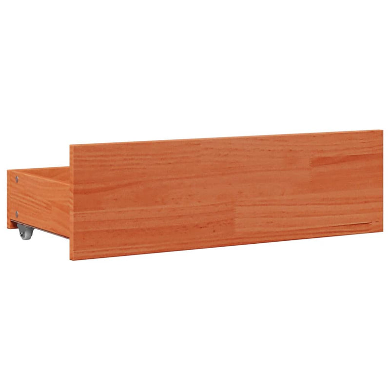 vidaXL barna tömör fenyőfa könyvespolcos ágy matrac nélkül 135 x 190cm