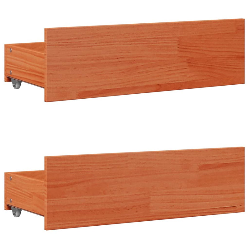 vidaXL barna tömör fenyőfa könyvespolcos ágy matrac nélkül 135 x 190cm