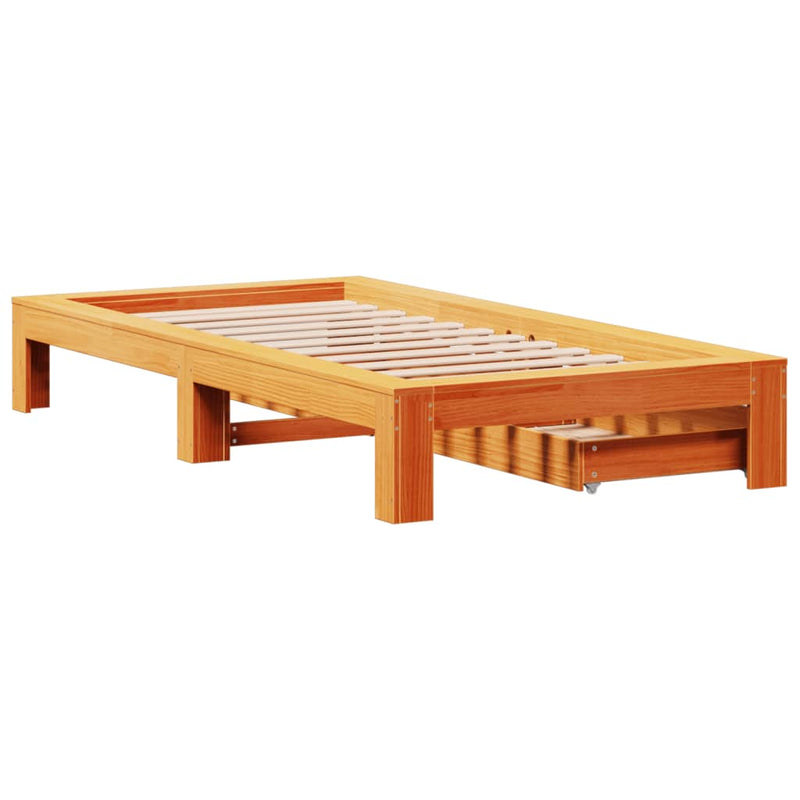 vidaXL viaszbarna tömör fenyőfa ágy matrac nélkül 100 x 200 cm