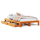 vidaXL viaszbarna tömör fenyőfa ágy matrac nélkül 135 x 190 cm
