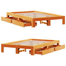 vidaXL viaszbarna tömör fenyőfa ágy matrac nélkül 135 x 190 cm