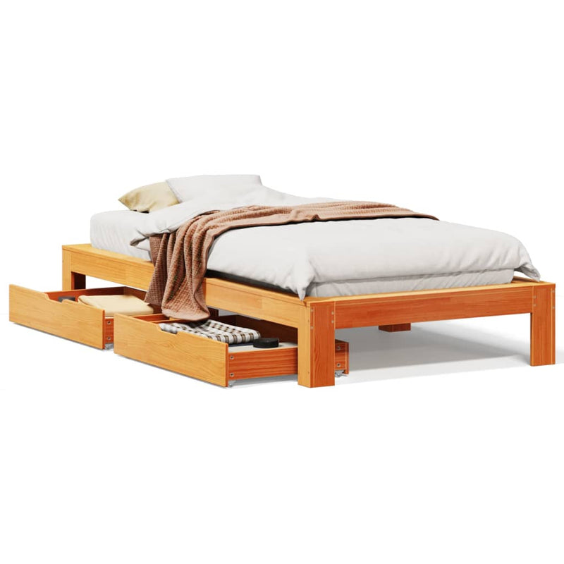 vidaXL viaszbarna tömör fenyőfa ágy matrac nélkül 90 x 190 cm