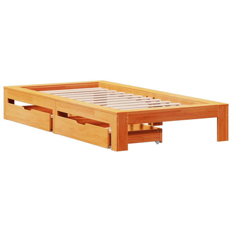 vidaXL viaszbarna tömör fenyőfa ágy matrac nélkül 90 x 190 cm