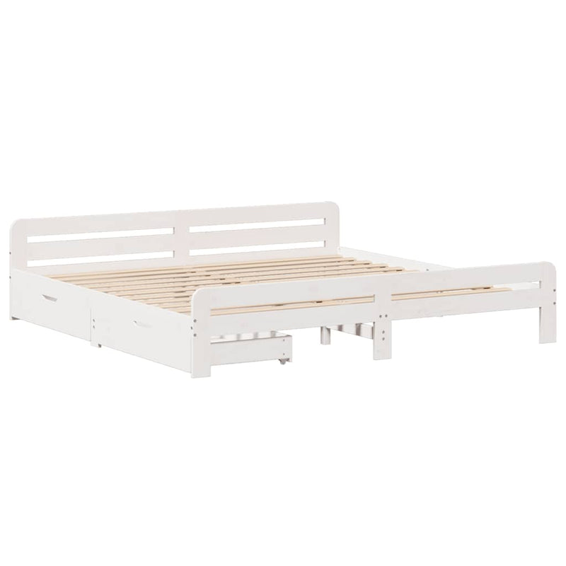 vidaXL fehér tömör fenyőfa ágy matrac nélkül 200 x 200 cm