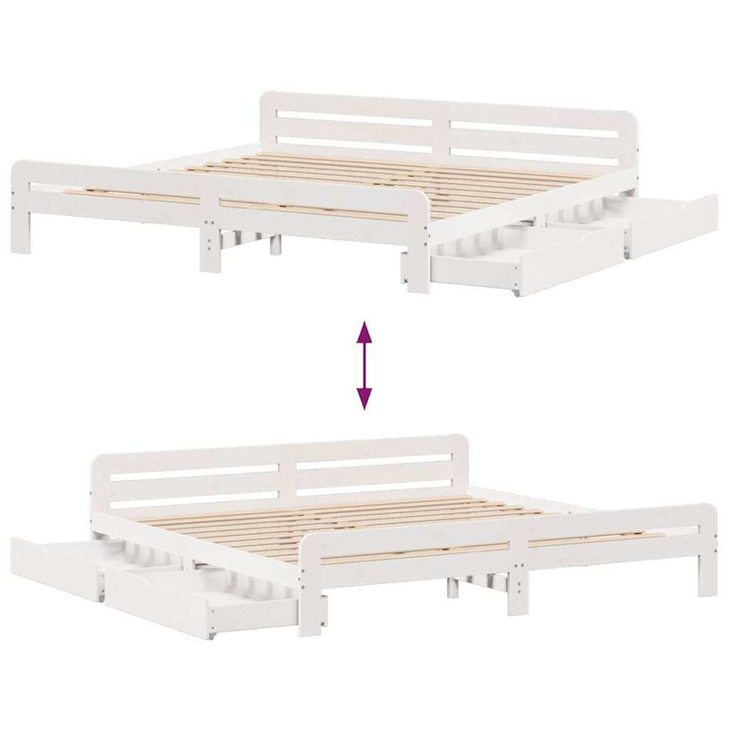 vidaXL fehér tömör fenyőfa ágy matrac nélkül 200 x 200 cm