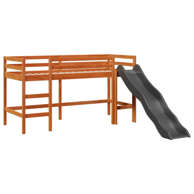 vidaXL fehér-fekete tömör fenyő gyerek galériaágy függönnyel 80x200 cm