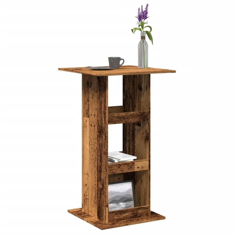 vidaXL antik fa színű szerelt fa bárasztal tárolóval 60 x 60 x 102 cm