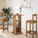 vidaXL kézműves tölgy színű szerelt fa bárasztal tárolóval 60x60x102cm