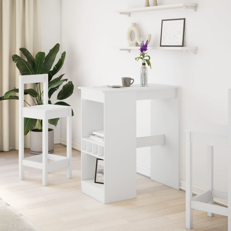 vidaXL fehér szerelt fa tárolórekeszes bárasztal 90 x 47,5 x 103,5 cm