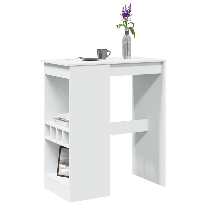 vidaXL fehér szerelt fa tárolórekeszes bárasztal 90 x 47,5 x 103,5 cm