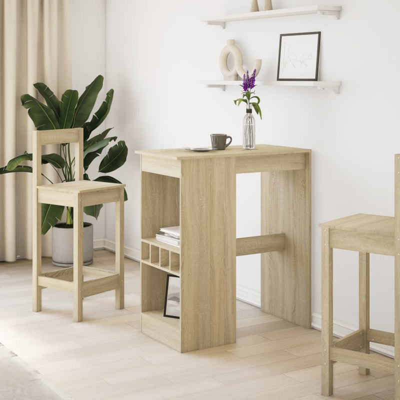 vidaXL sonoma tölgy szerelt fa bárasztal tárolókkal 90x47,5x103,5 cm