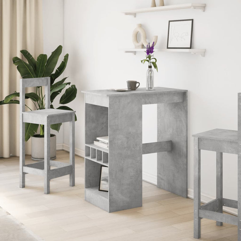 vidaXL betonszürke szerelt fa bárasztal tárolókkal 90x47,5x103,5 cm
