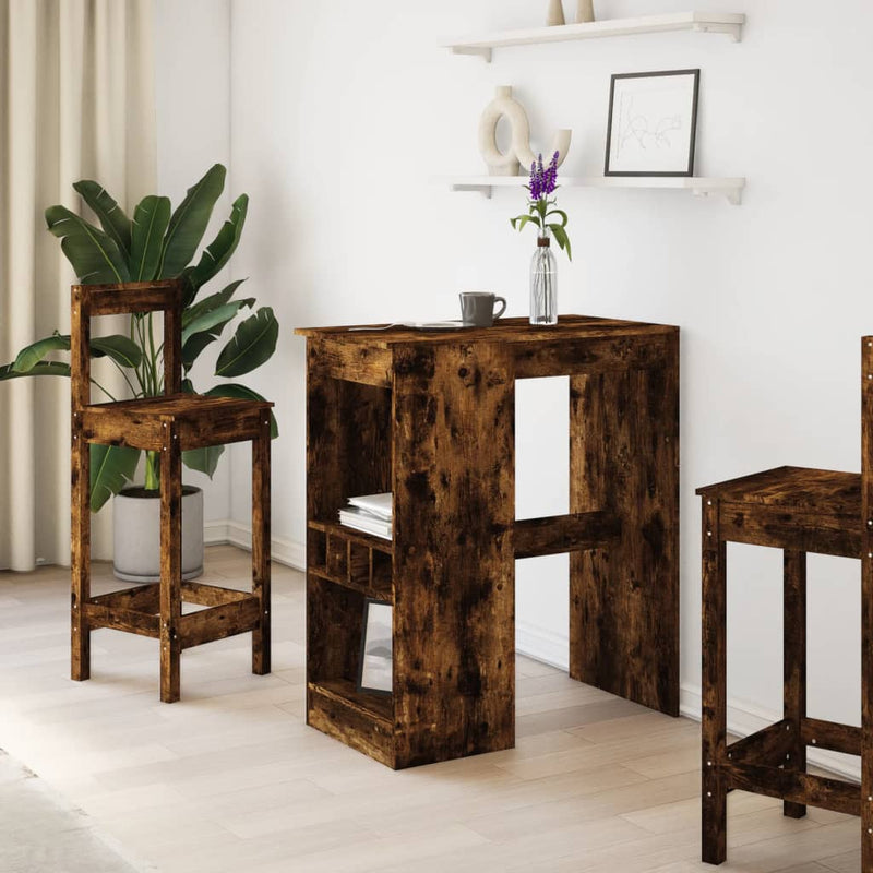 vidaXL füstös tölgy szerelt fa bárasztal tárolókkal 90x47,5x103,5 cm