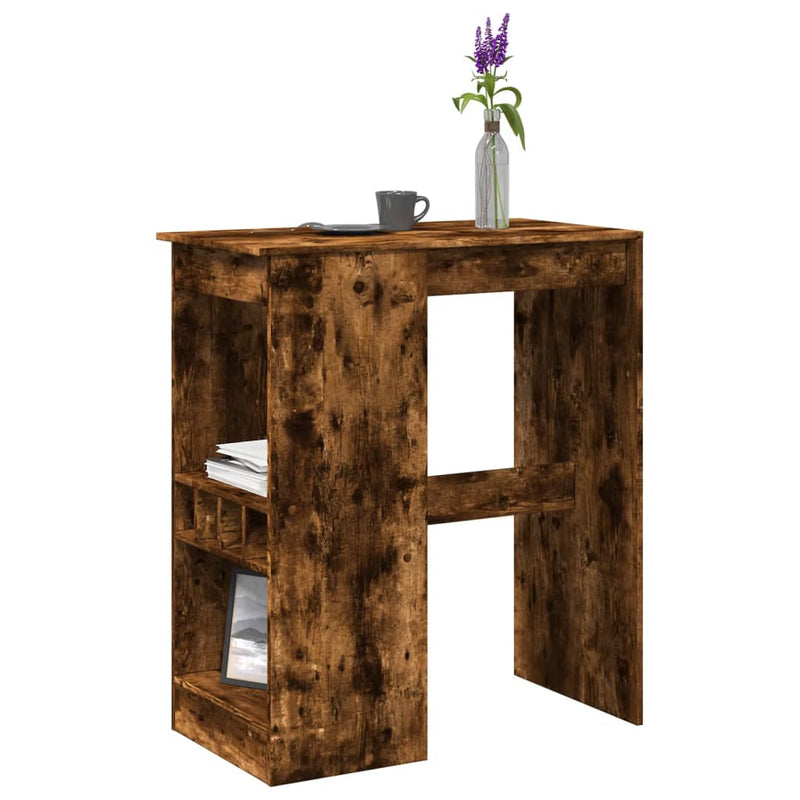 vidaXL füstös tölgy szerelt fa bárasztal tárolókkal 90x47,5x103,5 cm