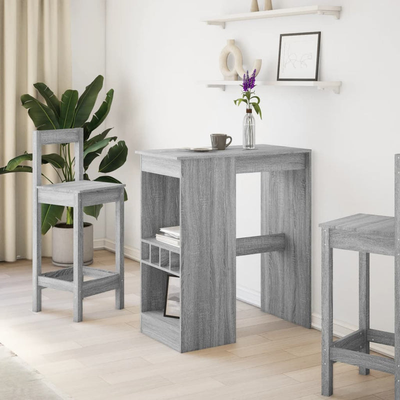 vidaXL szürke sonoma szerelt fa bárasztal tárolókkal 90x47,5x103,5 cm
