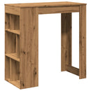 vidaXL kézműves tölgy szerelt fa bárasztal tárolókkal 102x50x103,5 cm