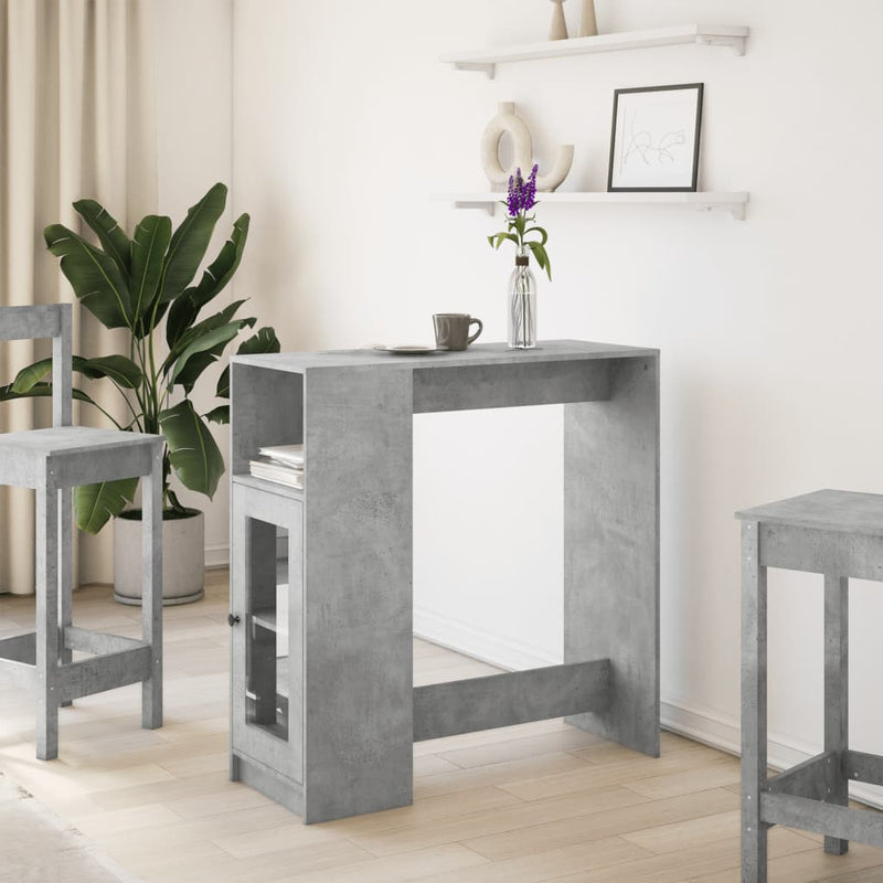vidaXL betonszürke szerelt fa tárolórekeszes bárasztal 101x40x103,5 cm