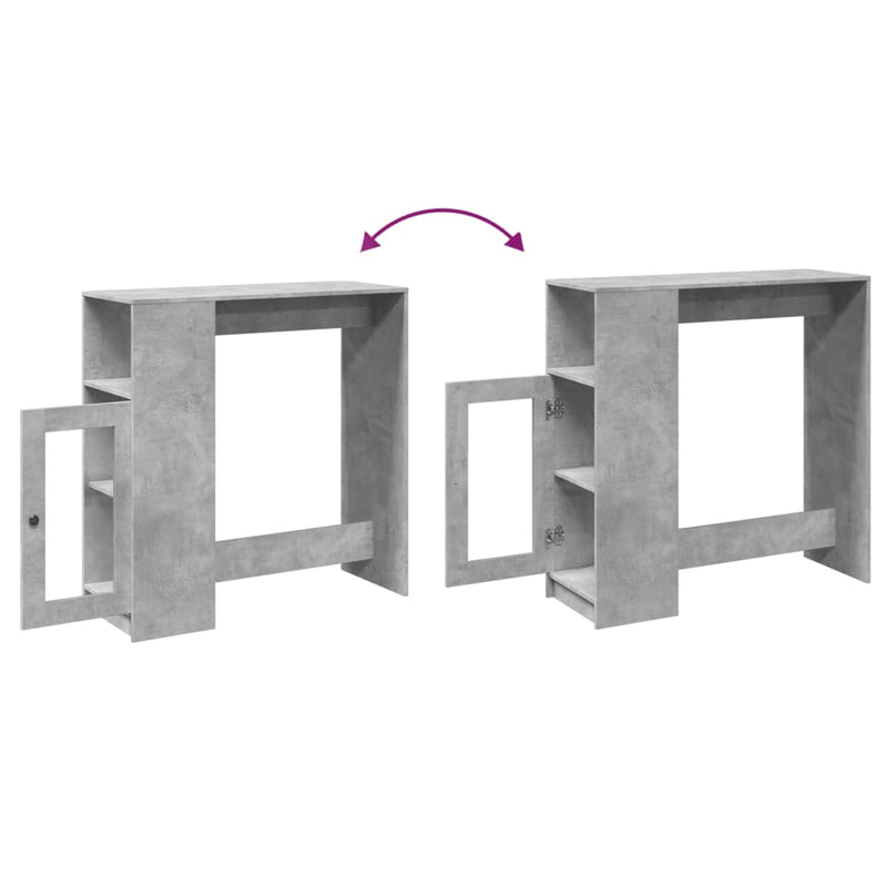 vidaXL betonszürke szerelt fa tárolórekeszes bárasztal 101x40x103,5 cm