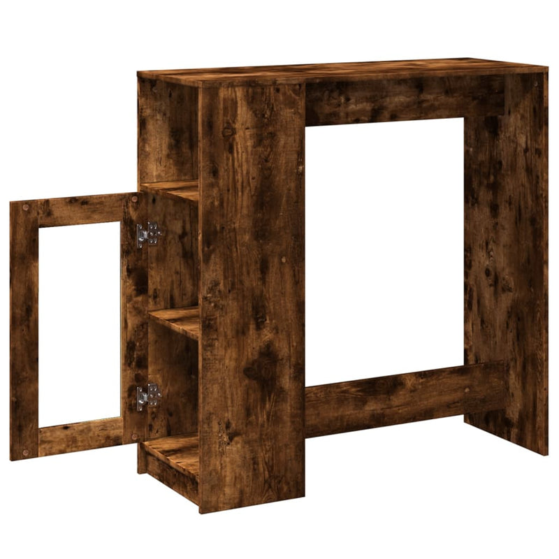 vidaXL füstös tölgy szerelt fa bárasztal tárolókkal 101x40x103,5 cm