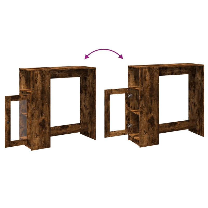 vidaXL füstös tölgy szerelt fa bárasztal tárolókkal 101x40x103,5 cm