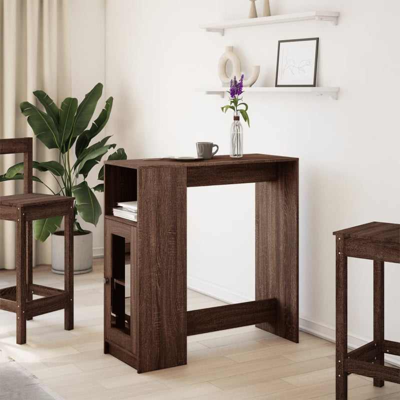 vidaXL barna tölgy szerelt fa tárolórekeszes bárasztal 101x40x103,5 cm