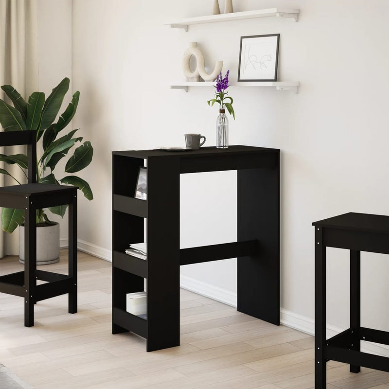 vidaXL fekete szerelt fa tárolórekeszes bárasztal 90 x 40 x 103,5 cm