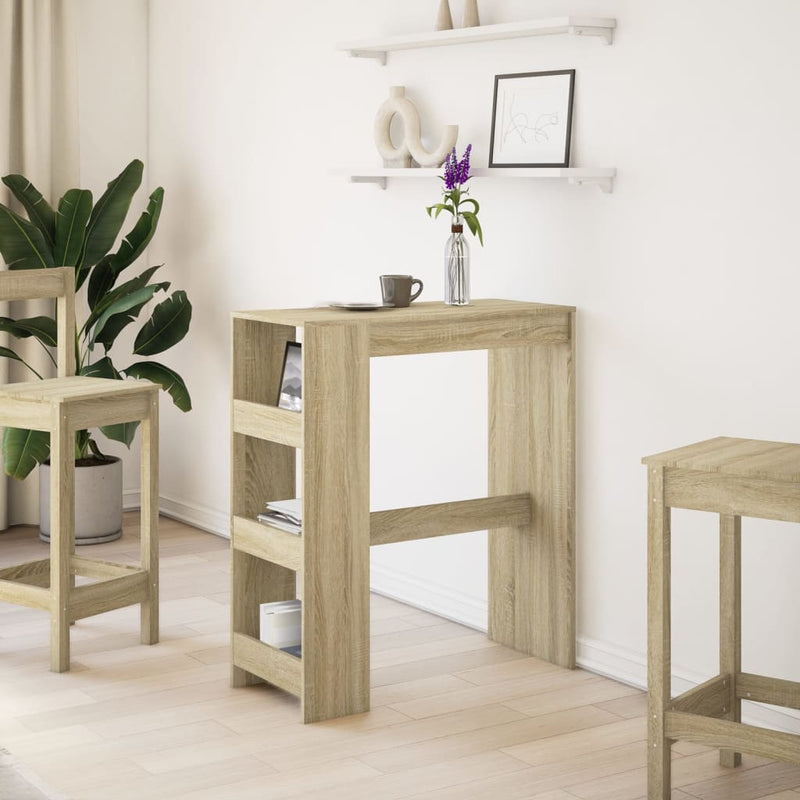 vidaXL sonoma tölgy szerelt fa bárasztal tárolókkal 90 x 40 x 103,5 cm